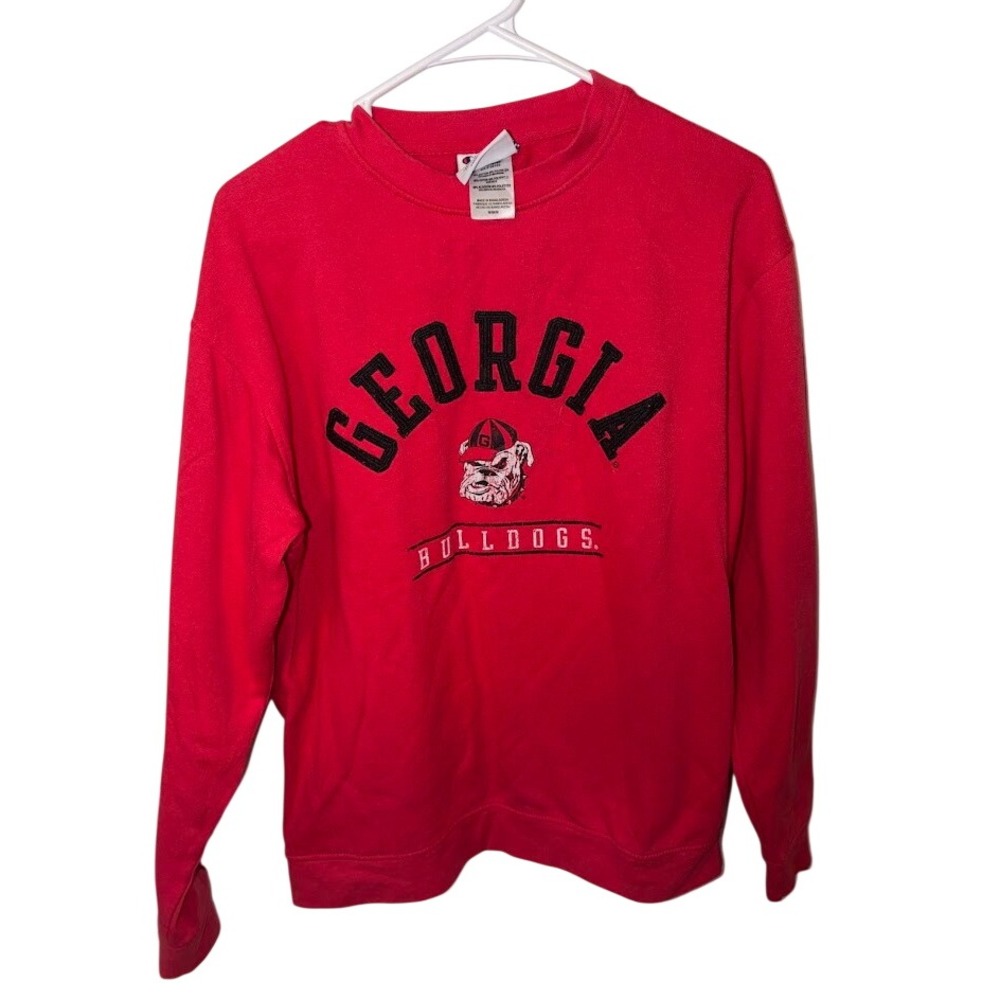 Champion Georgia Bulldogs Sweatshirt Mens Medium Red Crewneck Uga Mascot Y1117